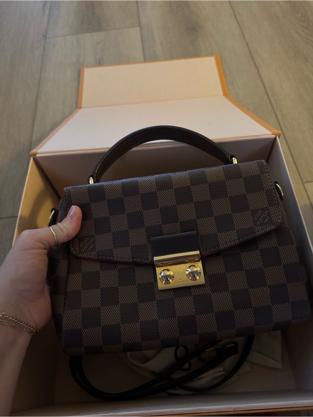 Louis Vuitton Brown Damier Ebene Top Handle Satchel with Gold Hardware - Picture 2 of 15